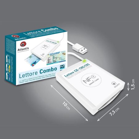 Lettore CIE 3.0 NFC Smart Card CNS CRS Tessera Sanitaria USB Atlantis