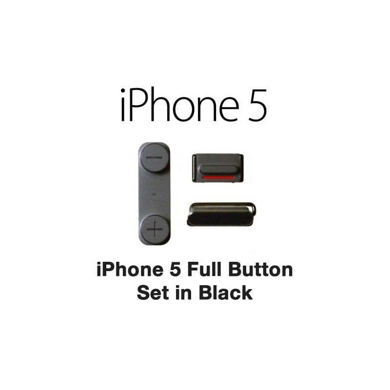 Tasti Volume Muto Nero per Apple iPhone 5 Set 3 in 1 Ricambio Laterali