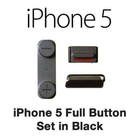 Tasti Volume Muto Nero per Apple iPhone 5 Set 3 in 1 Ricambio Laterali