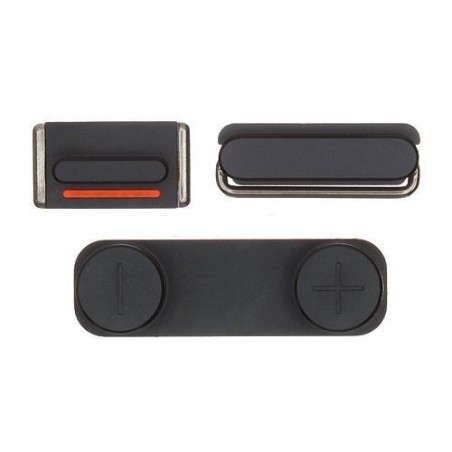 Tasti Volume Muto Nero per Apple iPhone 5 Set 3 in 1 Ricambio Laterali
