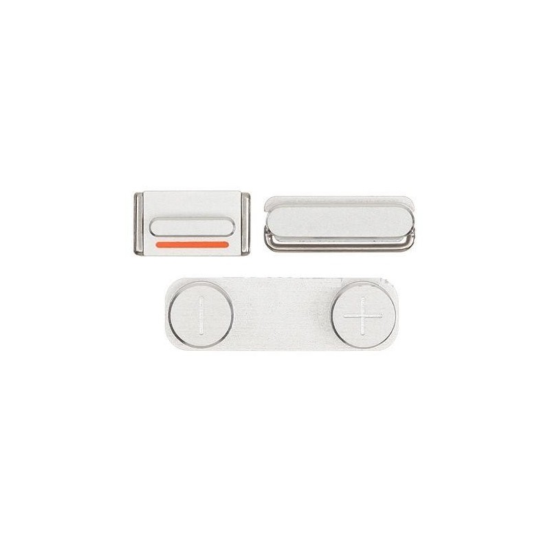 Tasti Volume Muto Silver per Apple iPhone 5 Set 3 in 1 Ricambio Laterali