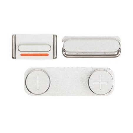 Tasti Volume Muto Silver per Apple iPhone 5 Set 3 in 1 Ricambio Laterali
