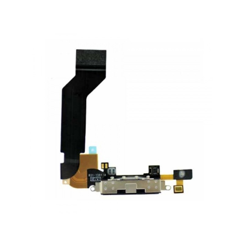 Cavo Flat per iPhone 4 Connettore Ricarica Dock e Microfono Nero Cavo Flat per iPhone 4 Connettore Ricarica Dock e Microfono Nero